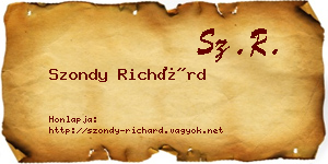 Szondy Richárd névjegykártya