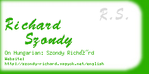 richard szondy business card